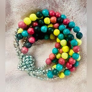 Sassy Jones Rasta Makemba Multi Strand Stretch Bracelet w/Lava Beads